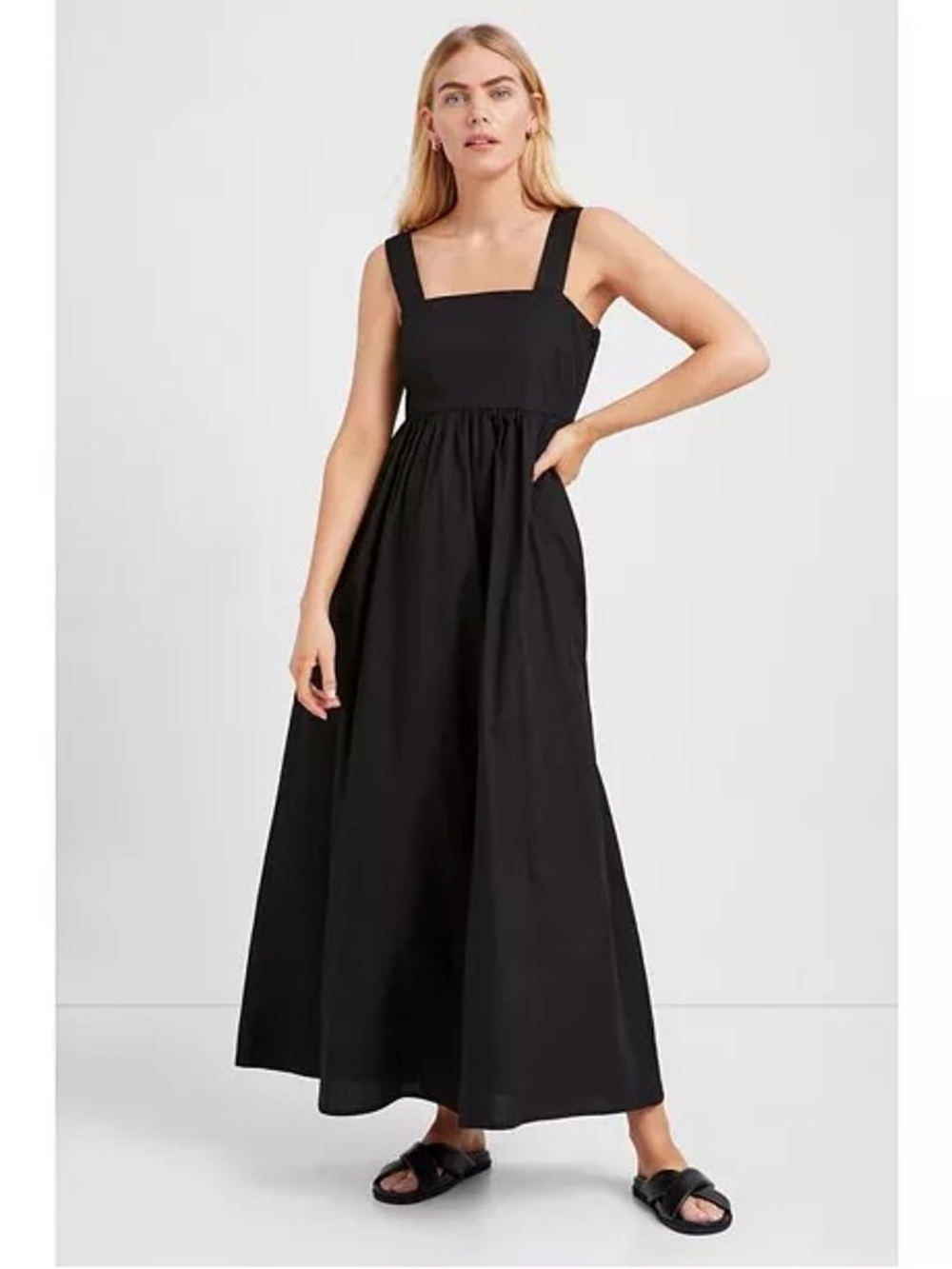 Marcella Women's Jamaica Square-Neck Cotton A-Line Midi Dress with Pockets XL